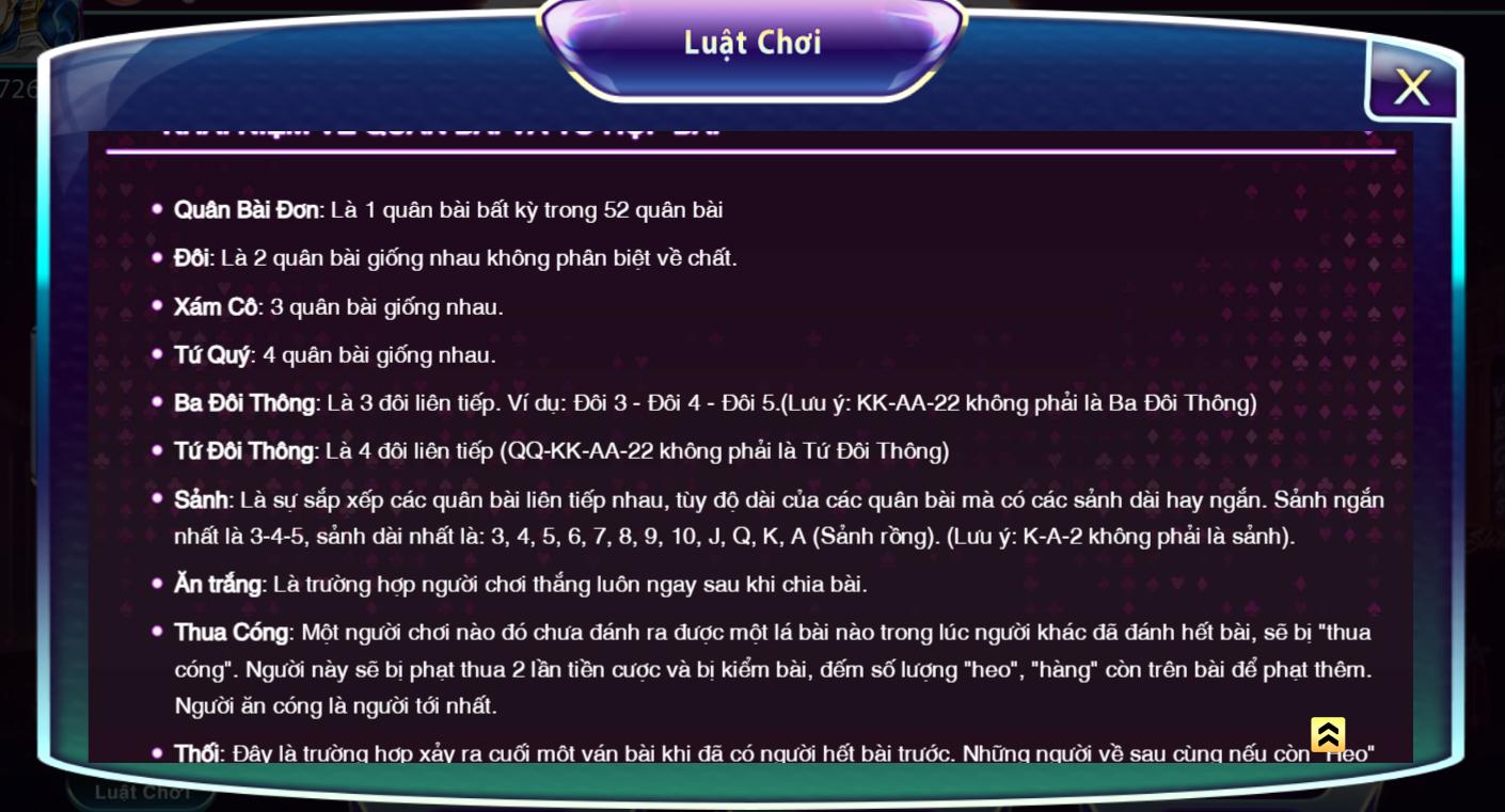 Luật chơi của game bài Tiến lên miền Nam 789Club ios