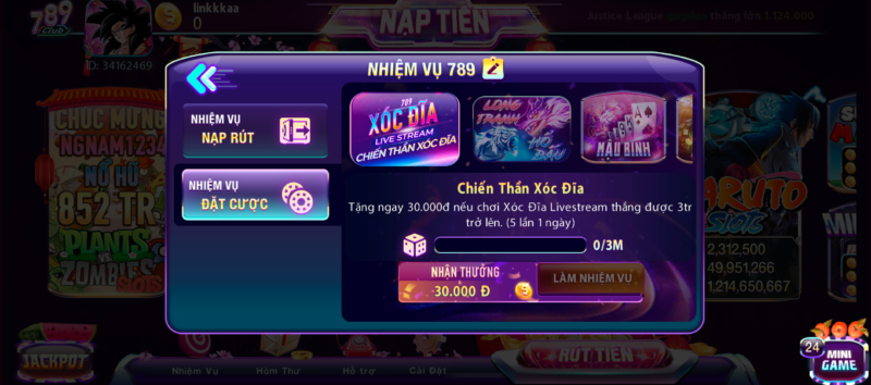 Nội dung của chương trình thực hiện nhiệm vụ đặt cược tại 789Club web